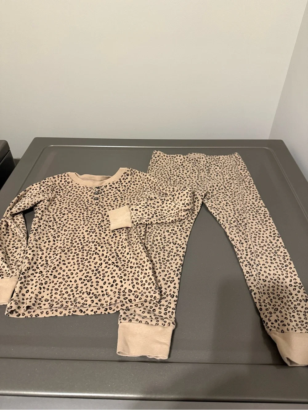 Carter's Beige and Black Leopard Print Kids Pajama Set